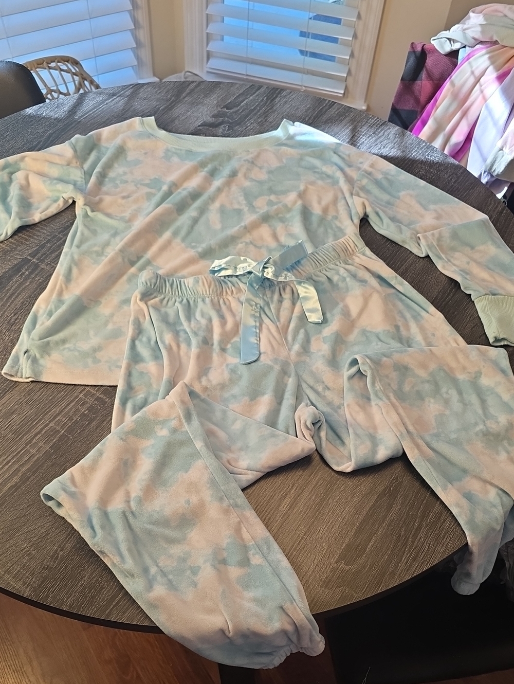Kids Tie-Dye Pajama Set - Light Blue & Cream